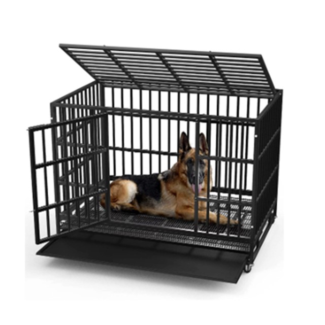 Heavy-duty Anti-chew Dog Crate with Wheels and Tray