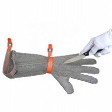 Metal mesh chain anti cutting safety gloves 19cm long cuff