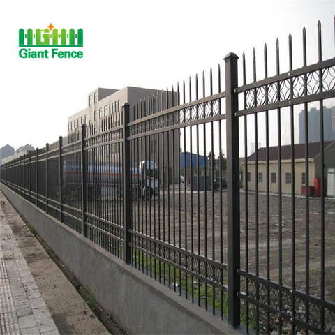 Home Garden Powder Coated Top Spear Metal Tubular Black Fence Panels