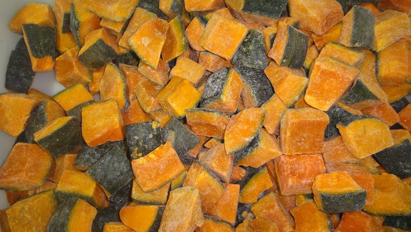 Frozen pumpkin cubes