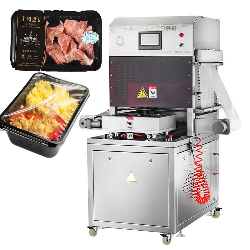 vacuum food tray sealer packing modified atmosphere packaging machine