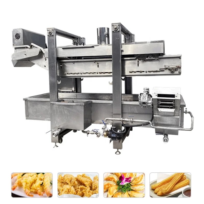 French Fries Chips Fryer Oil Filter Continuous Deep Frying Machine
