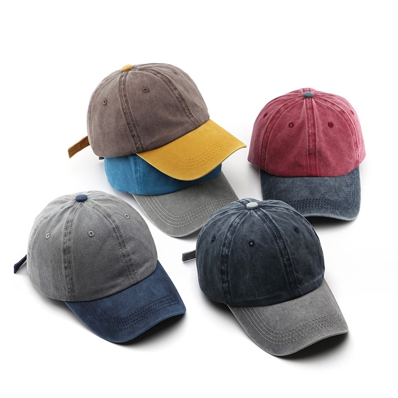 Customized Embroidery Logo Vintage Washed Colorblocked Baseball Cap