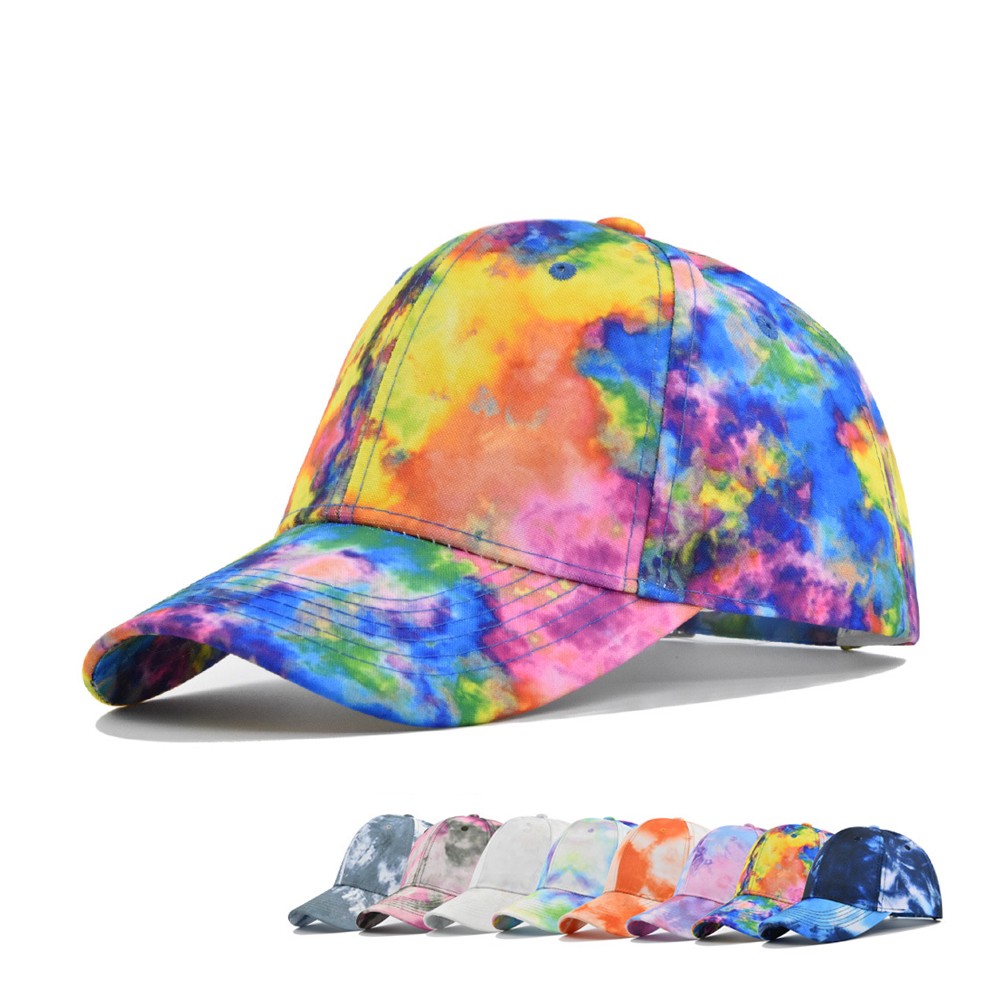 Unisex Cotton Custom Embroidery Logo Fitted Plain Tie-dye Baseball Cap