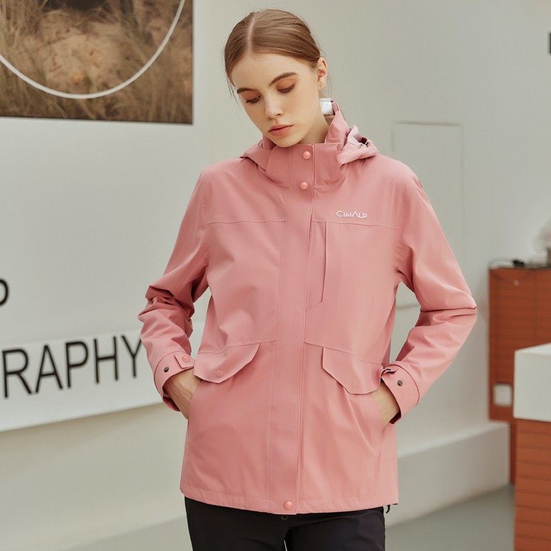 Women's windproof and waterproof raincoat with fleece lining AWFMCF130