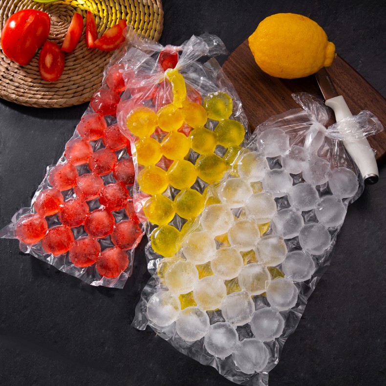 Custom disposable PE plastic Tie handle plastic ice cube bag