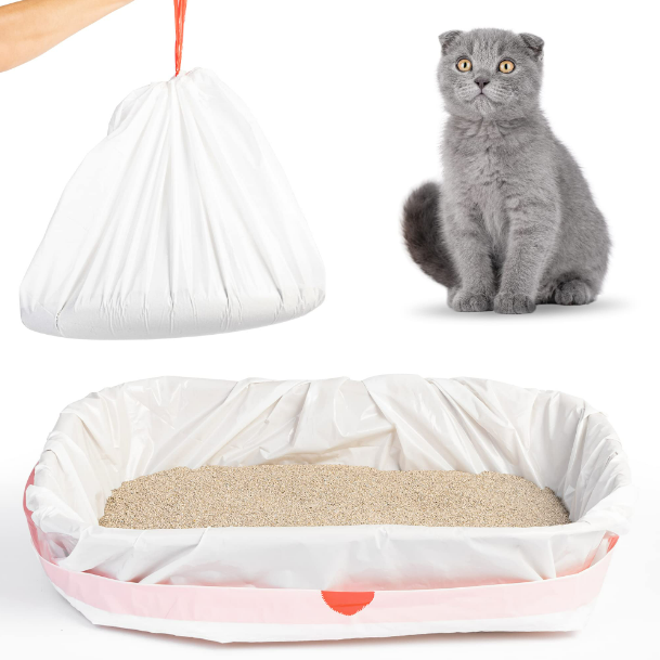 Cat Litter Box  Cats Pan Bags Drawstring Jumbo Kitty Litter Box Liners