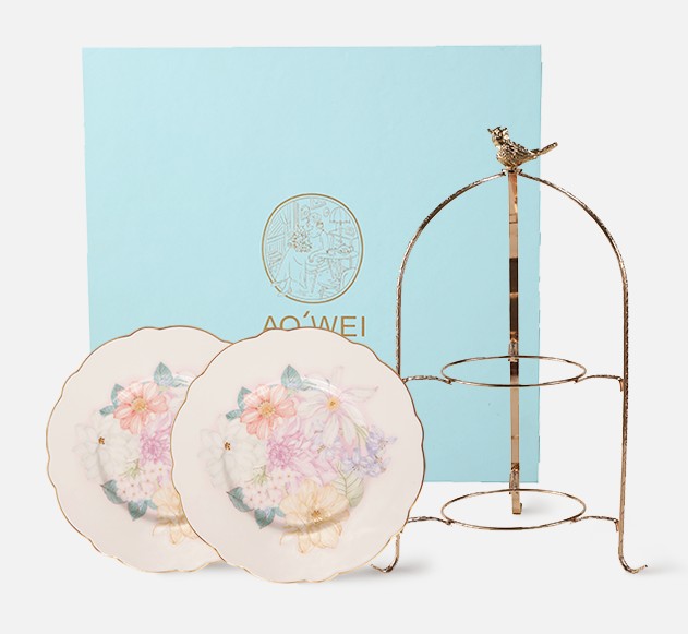 jingdezhen tableware set ceramic dessert plate set with gift box packing