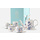 one pot, two cups, one sugar pot and one milk pot with blue gift box