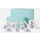 one pot, four cups, one sugar pot and one milk pot with blue gift box