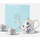 one pot and two cups with blue gift box