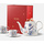 one pot and two cups with red gift box