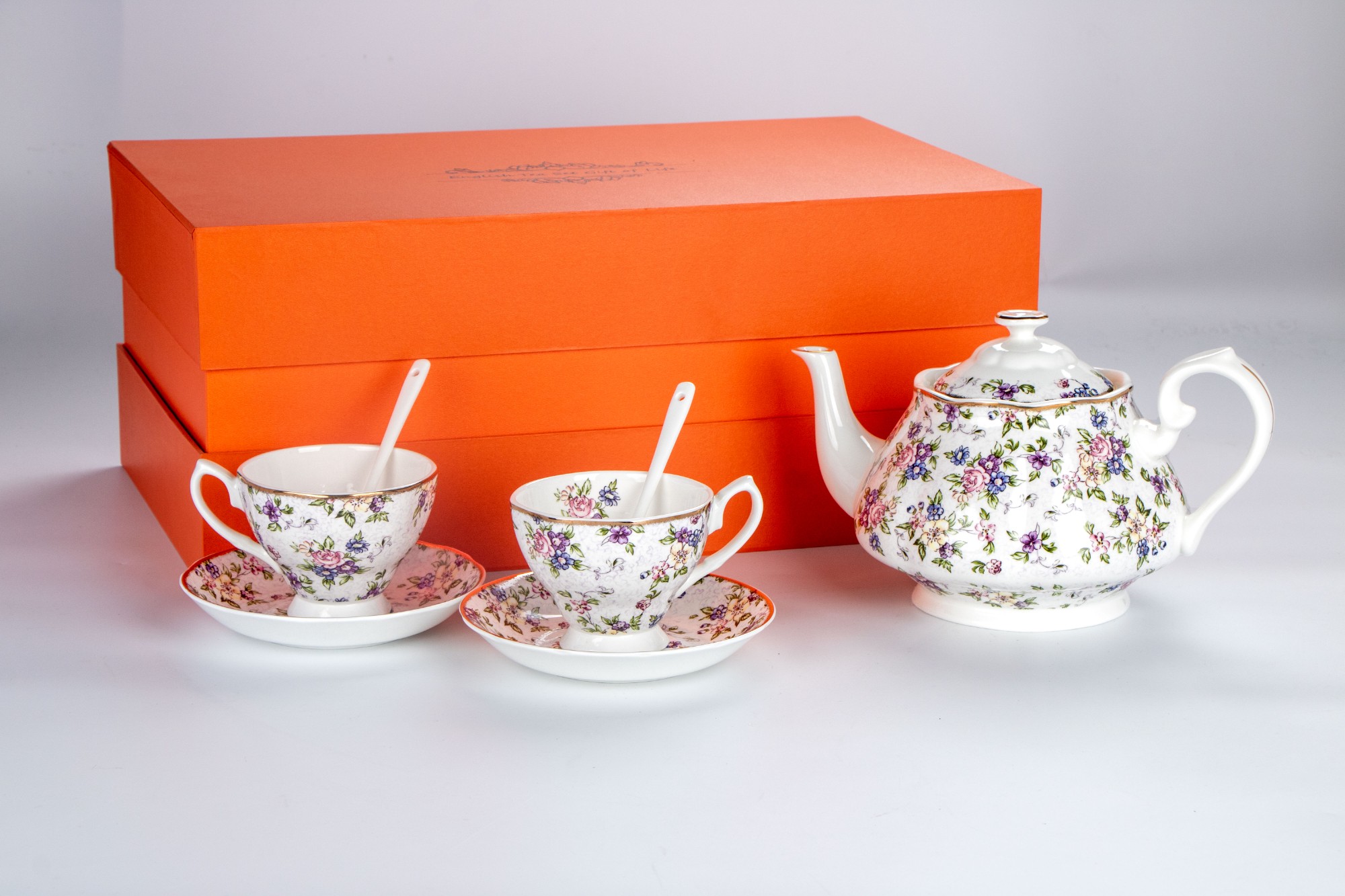 bone china english purple rose tea set