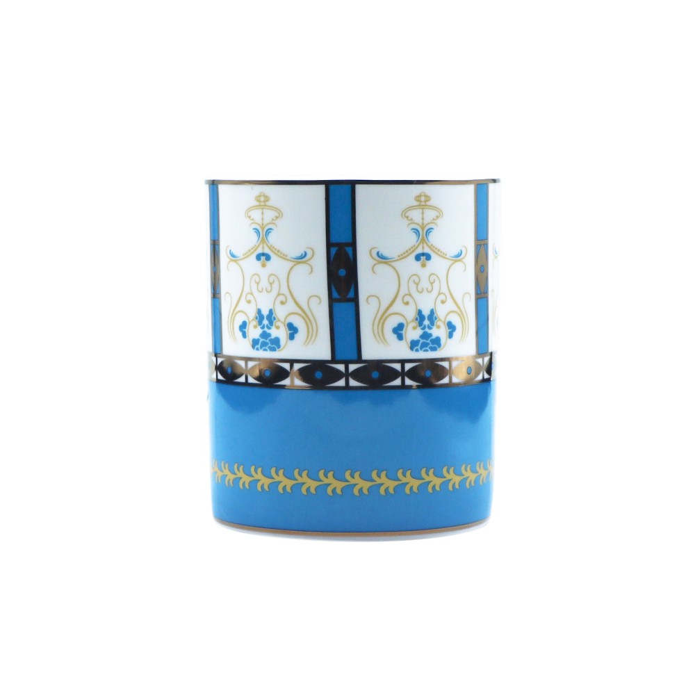 Blue gold-rimmed mug