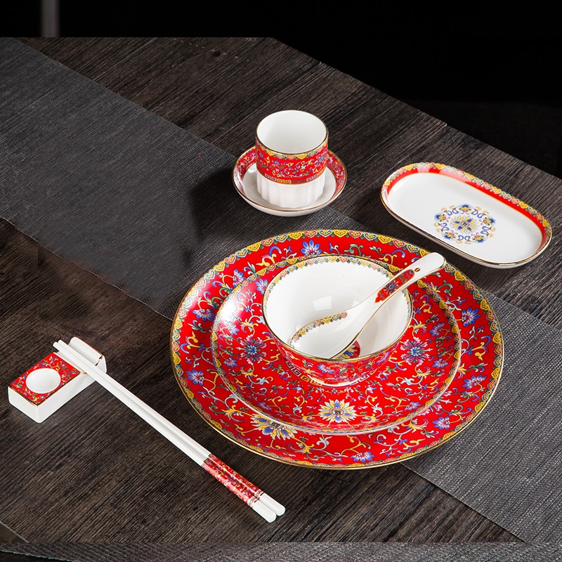  Phnom Penh ceramic enamel hotel tableware table set 9 sets