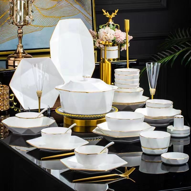 jingdezhen ceramic tableware set for home dinner and decorative