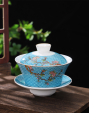 White Jade Porcelain Golden Border Kung Fu Soup Cup