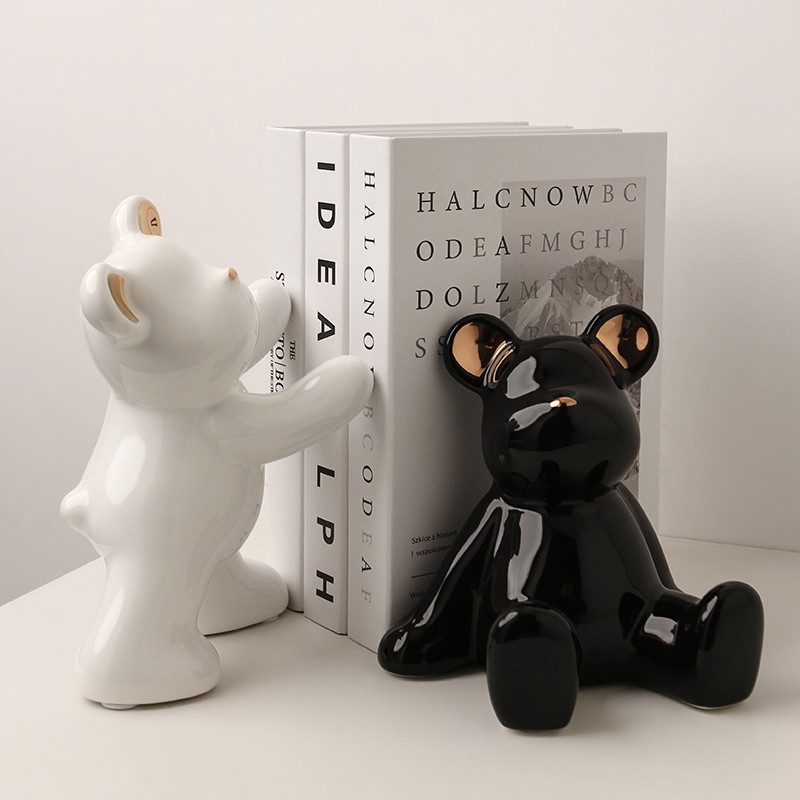 BHM Violent bear book stand home decor  light luxury ceramic bookends