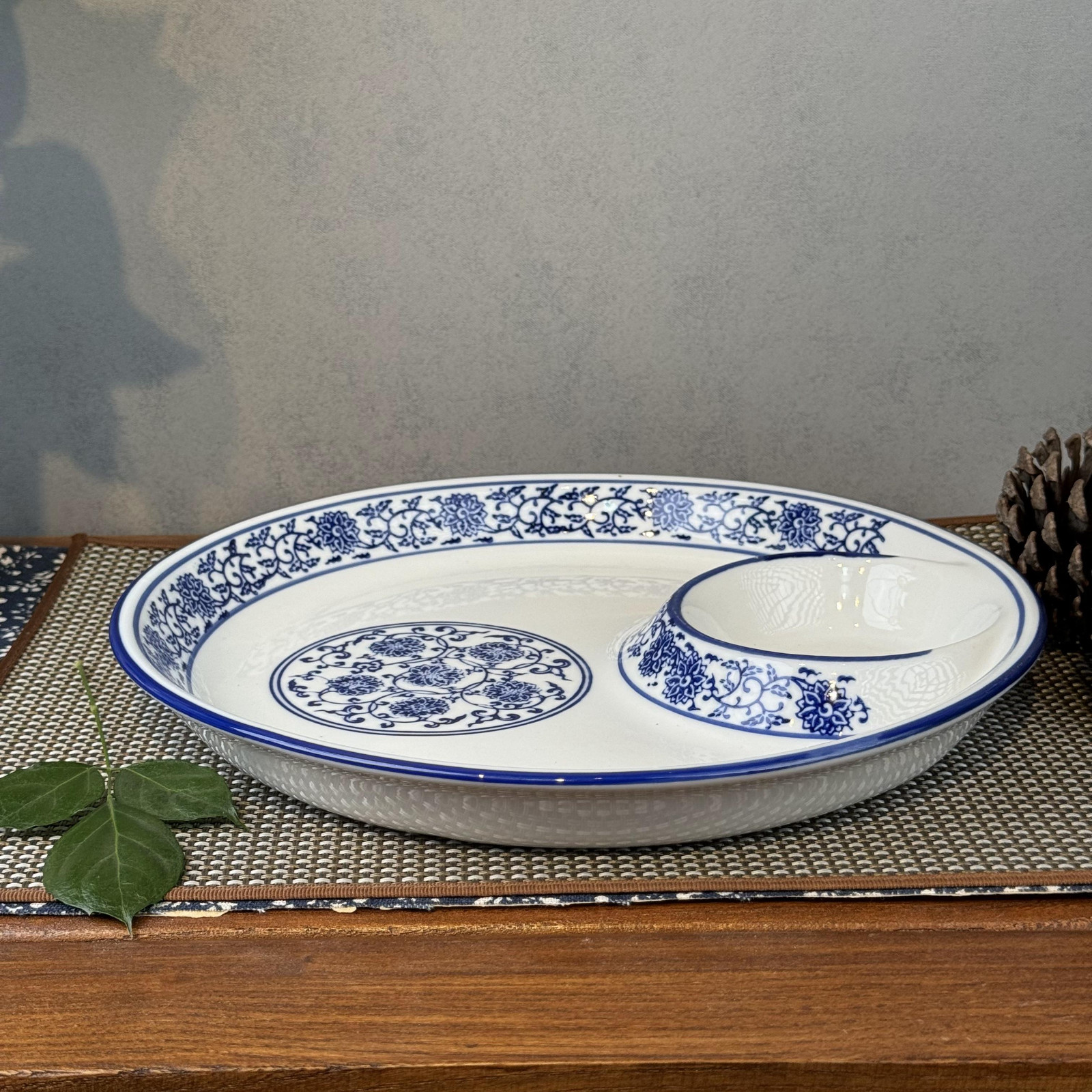 blue and white porcelain dumpling plates 10 inches