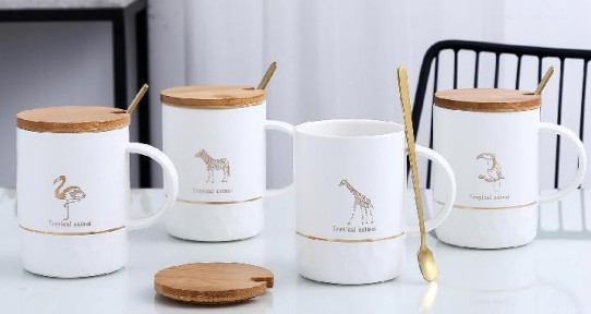 wholesale porcelain cup ceramic mug with cute animal pattern design 