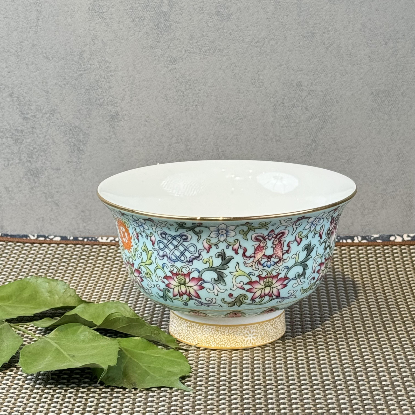 jingdezhen Enamel color lightcyan background bowl tablewear