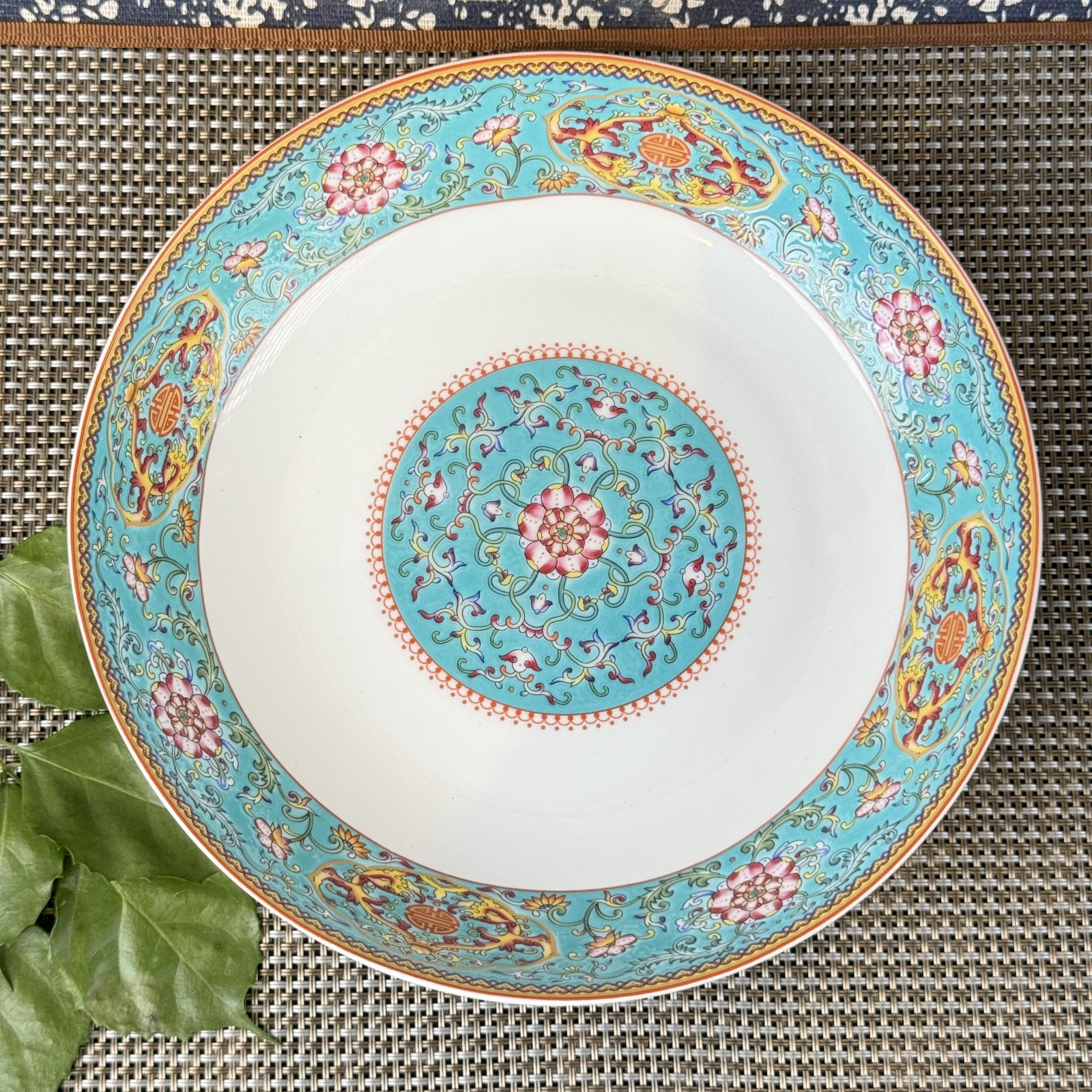 jingdezhen Enamel green background plate tablewear