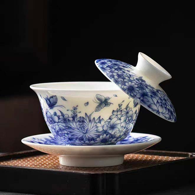 jingdezhen white and blue porcelain tea set Kaleidos bowl