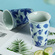 Blue and White Flowers Large Ceramic Cola Cup for Home and Office Use