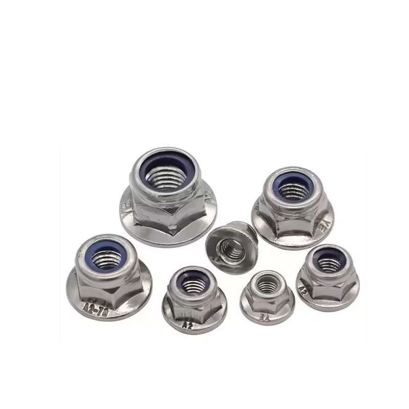 Hex flange lock nut carbon and stainless steel DIN6926 Blue white zinc