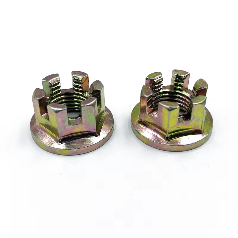 Hot sale Nut with hex flange slotted carbon steel castle nut