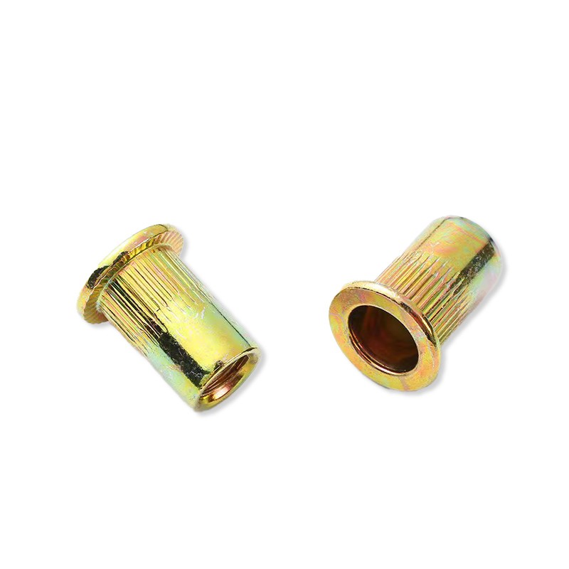 Flat head knurled riveted nuts