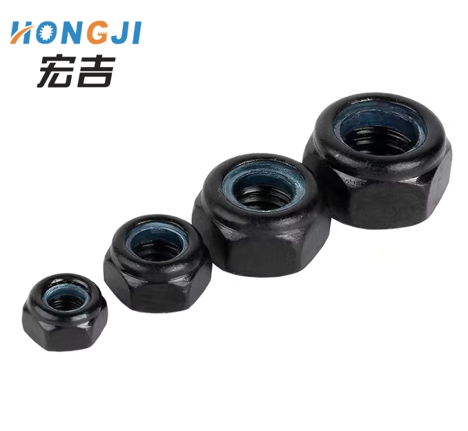 steel with black hex nylon lock nut