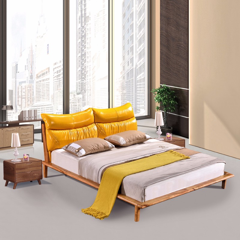 2017 stylish minimalist Nordic windLeather bed 8202A