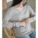 2019 autumn new knitted sleeve V-neck bottoming shirt