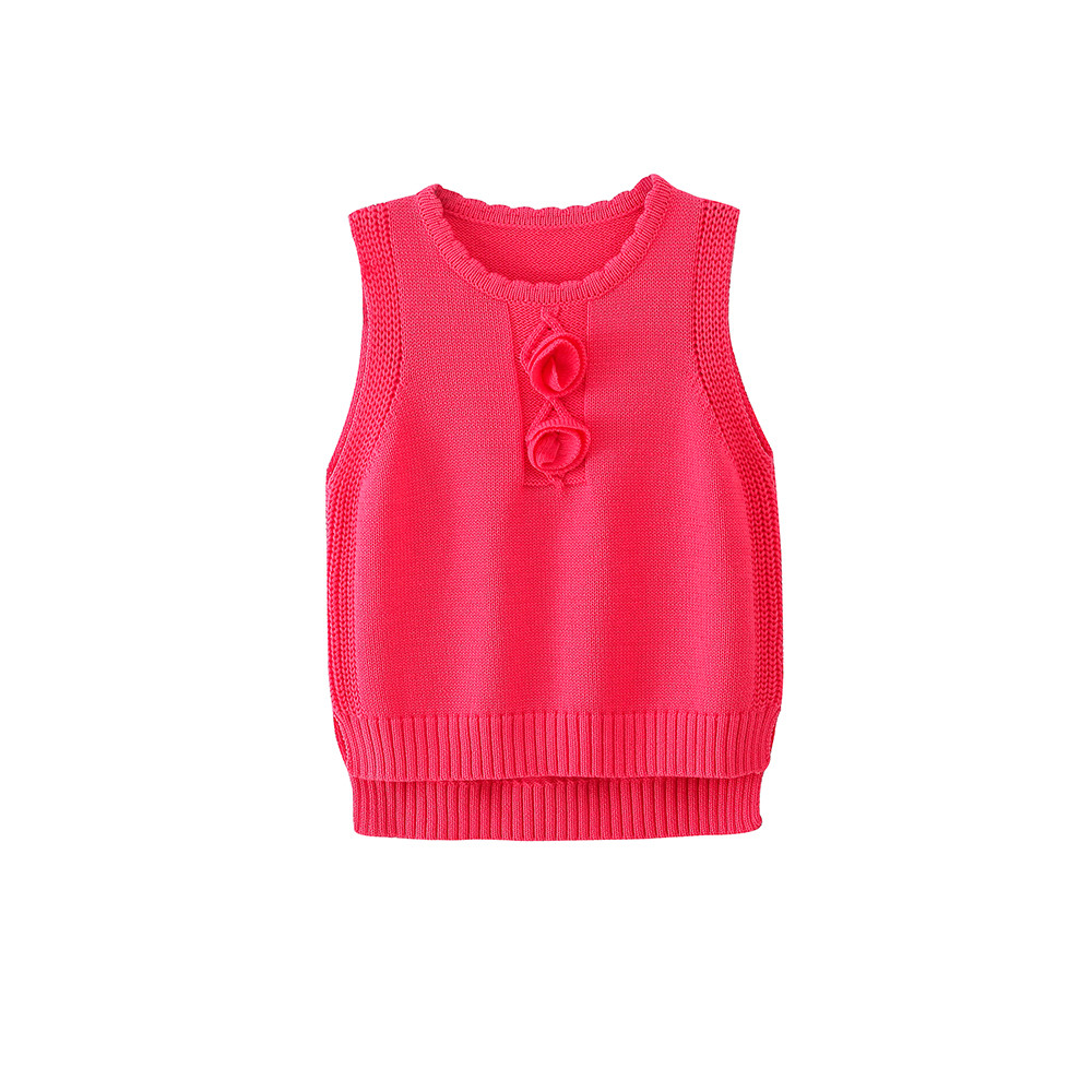 Round collar pullover waistcoat for kids(girl) 22