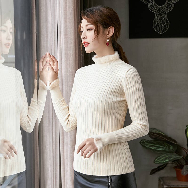 Half-high collar long-sleeved knit bottoming shirt