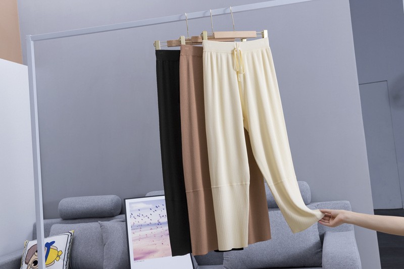 Ice silk wide leg pants women's knitted pants