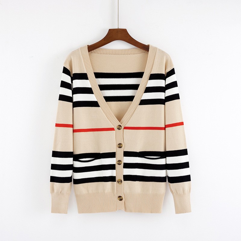 2019 autumn and winter new striped knit cardigan women